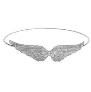 Angel Wings Bracelet Spiritual Gift Mom Religious Jewelry Bereavement Slip on Bangle Avg. Size Woman