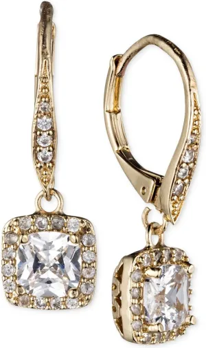 Anne Klein Flawless Goldtone and Cubic Zirconia Leverback Drop Earrings