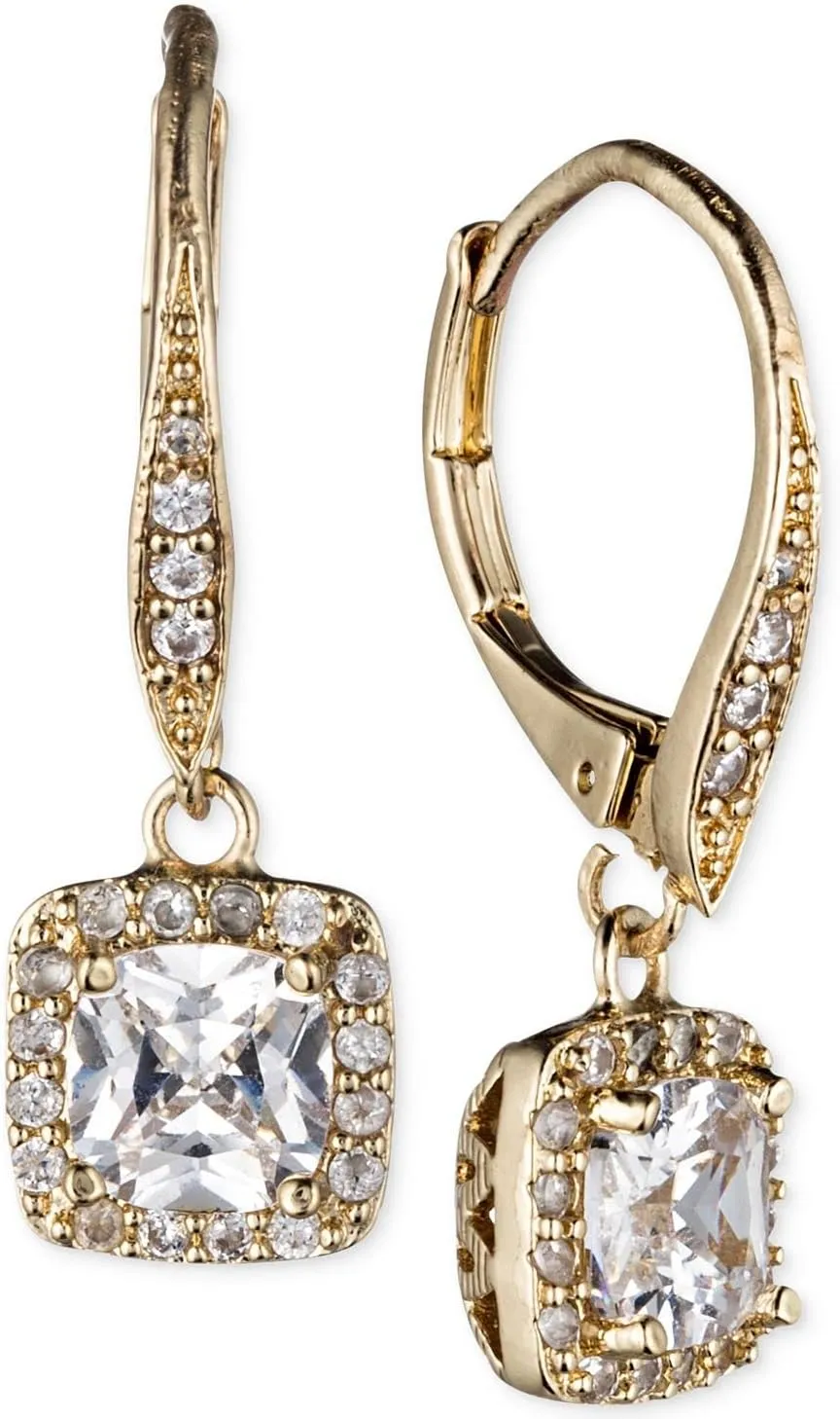 Anne Klein Flawless Goldtone and Cubic Zirconia Leverback Drop Earrings