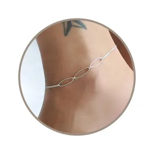Annika Bella Boho Karma Link Ankle Bracelet, 925 Sterling Silver Chain Anklet for Women, Length 9-10 Inches, Waterproof, Beach Leg Jewelry, Gift for Her