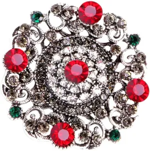 Antique Round Rhinestone Brooch Pin for Women Girls Vintage Baroque Red Green Crystal Boho Style Brooches Lapel Pins Elegant Dress Accessories Christmas Wedding Festival Ornament Jewelry Gift