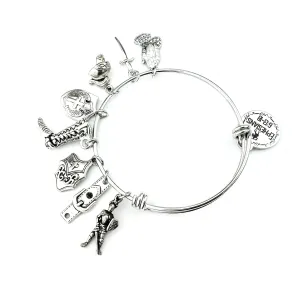 Armor of God Stainless Steel Adjustable Bangle Charm Bracelet Scripture Verse Christian Gift for Her (without Bible Book Bead)