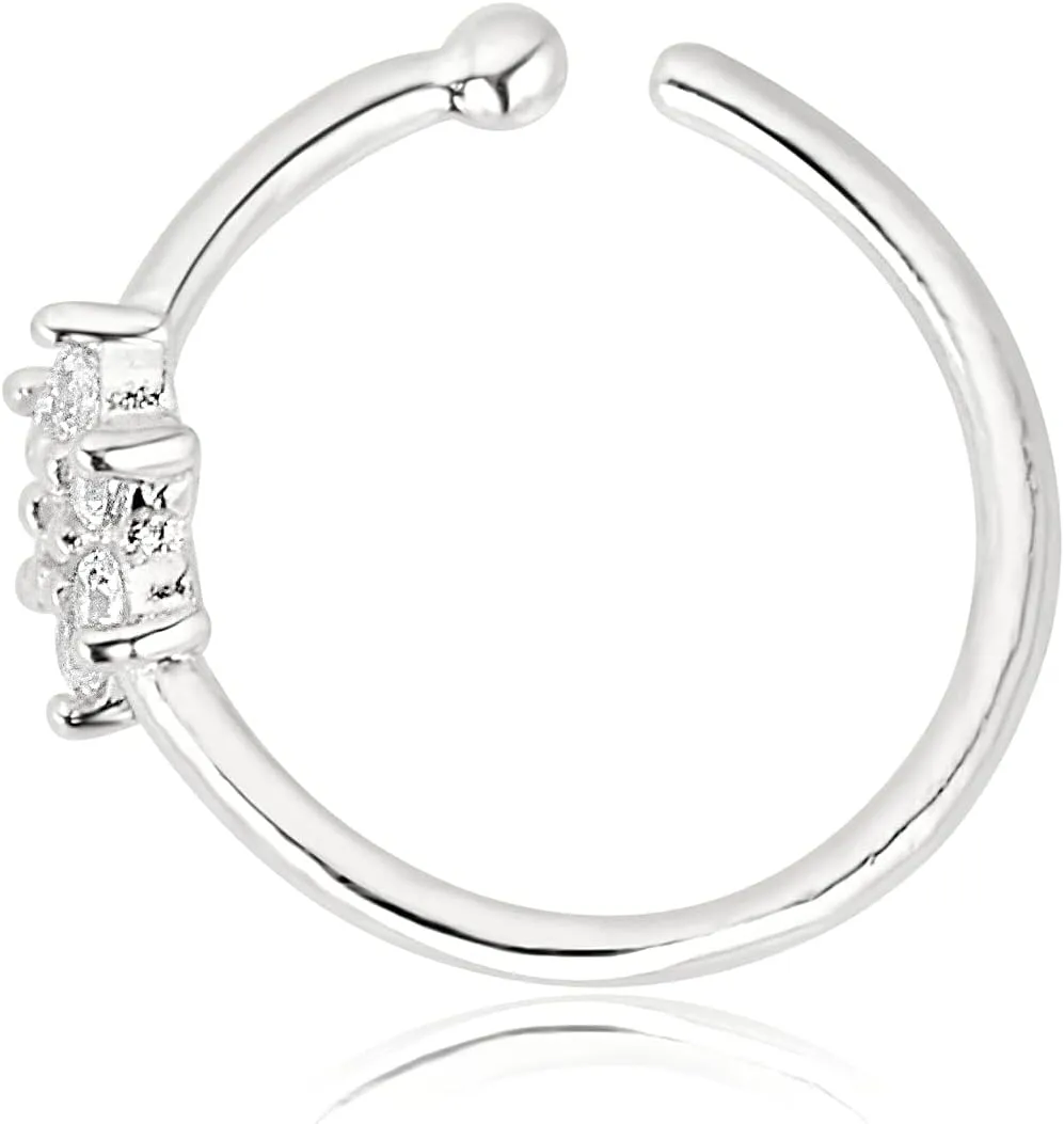 AVORA 14K Gold Simulated Diamond CZ Flower Nose Ring Body Jewelry (20 Gauge)