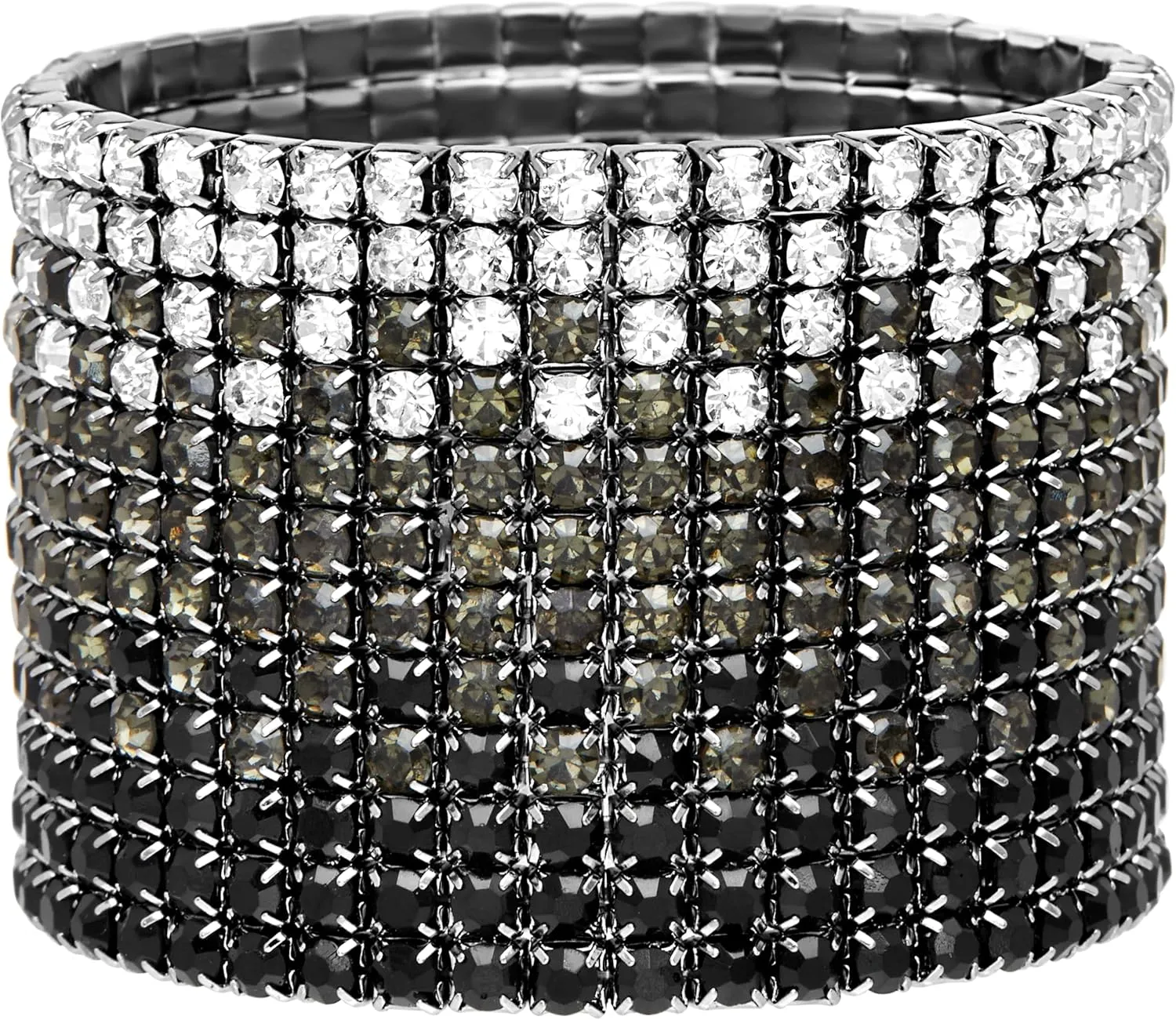 Badgley Mischka Women's Bracelet - 12 Strand Wide Crystal Studded Bridal Statement Stretch Wristband Cuff Wrap