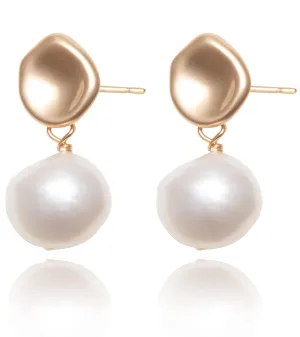 Baroque Pearls Earring Natural Freshwater Pearls Dangle Earrings Gold Pearl Drop Earrings Jewelry S925 with 14K Gold Plated Modern Wedding Eardrop Valentine Birthday Gift for Her