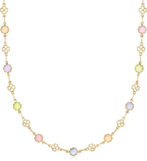 Barzel 18K Gold Plated Multicolor Flower Necklace for Women, 16-24 Inches With 2 Inches Extension - Made In Brazil