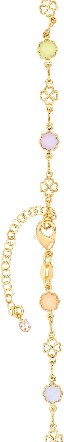 Barzel 18K Gold Plated Multicolor Flower Necklace for Women, 16-24 Inches With 2 Inches Extension - Made In Brazil