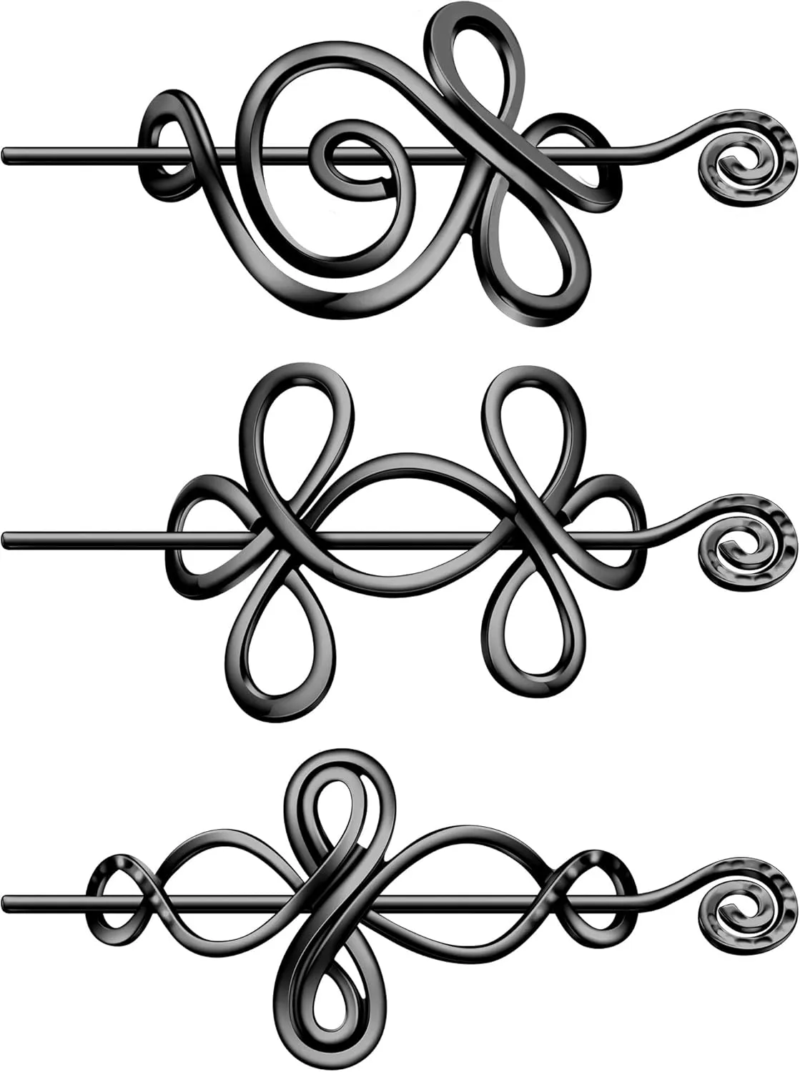 BBTO Celtic Shawl Pin 3 Pcs Crossed Knots Budding Spiral Crocheted Scarf Cloak Pin Sweater Brooch for Women Knitter Handmade Cape
