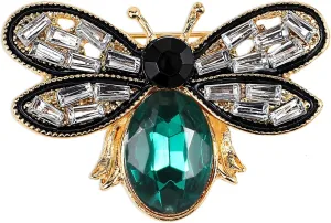 Bee Brooch Pin, Honey Bee Green Rhinestone Brooches and Pins for Women Vintage Crystal Insect Themed Lapel Pins Stylish Accessories for Women Men Party Dating Daily
