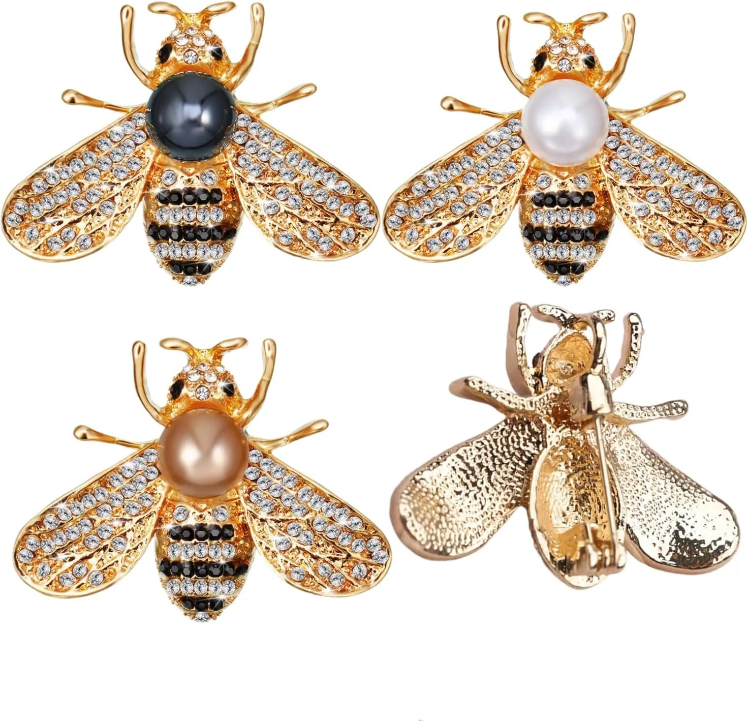 Bee Pins Brooch Set 3 Colors, Gift Box Included, Bumblebee Lapel Pins for Women, Brooch Pins with Improved Lock Mechanism, Elegant Present Bee Brooches and Pins for Women, Gift for Bee Lovers