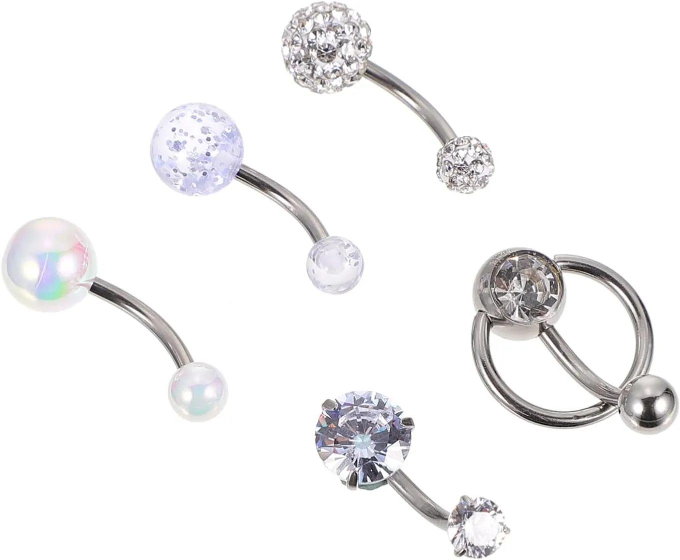 Belly Button Rings Set of 5 Fashionablepiercing Jewelry Shiny Stones Women's Special Occasions
