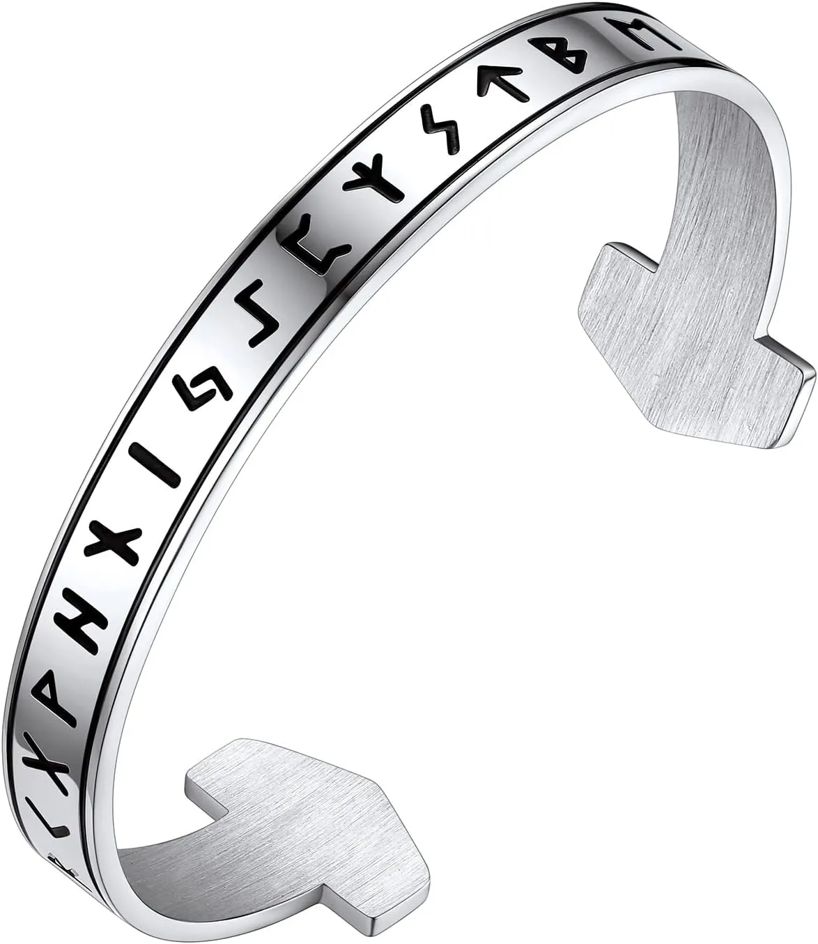 Bestyle Heavy Stainless Steel Viking Cuff Bracelet for Men Boy, Open Adjustable Bangle Raven/Wolf/Rune Bracelet Vintage Retro Cool Viking Jewelry, Gift Package