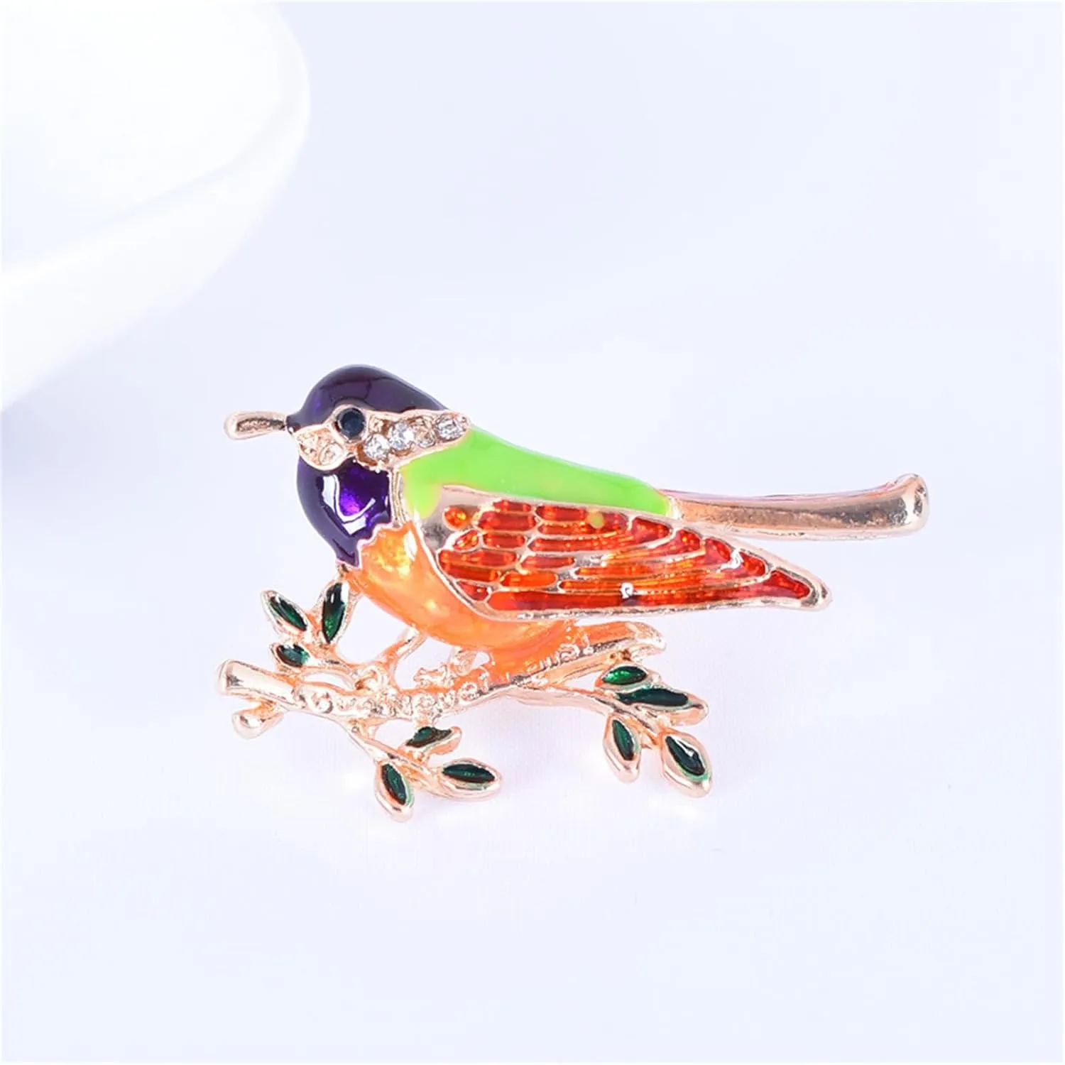 Bird Brooches Pin for Men Women Fashion Elegant Rhinestone Crystal Gold Tone Enameled Hummingbird Sparrow Bird Branch Animal Brooch Lapel Pin Accessory Gift for Banquet Wedding Party