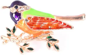 Bird Brooches Pin for Men Women Fashion Elegant Rhinestone Crystal Gold Tone Enameled Hummingbird Sparrow Bird Branch Animal Brooch Lapel Pin Accessory Gift for Banquet Wedding Party