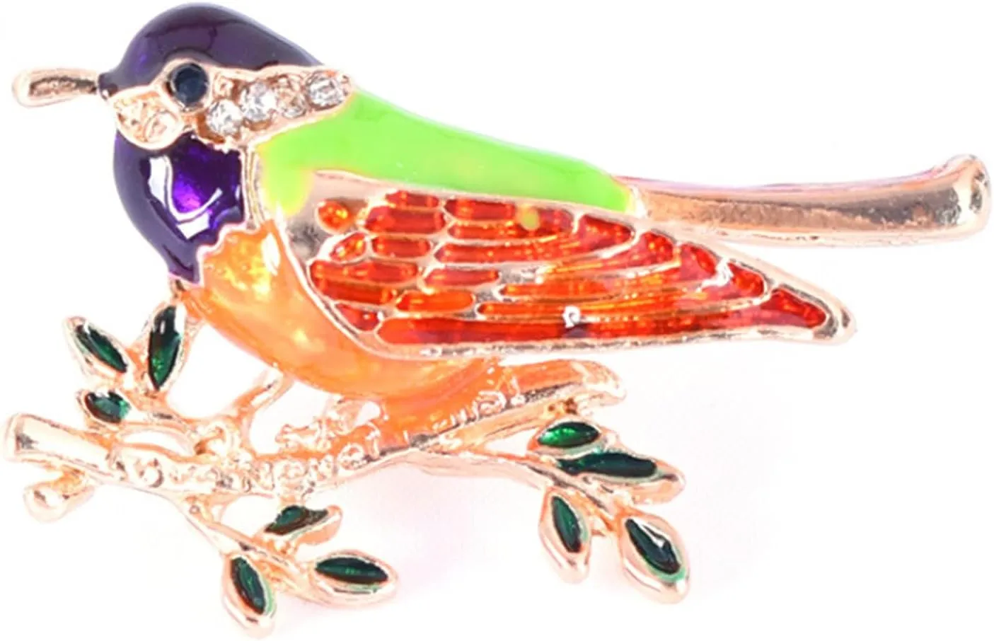 Bird Brooches Pin for Men Women Fashion Elegant Rhinestone Crystal Gold Tone Enameled Hummingbird Sparrow Bird Branch Animal Brooch Lapel Pin Accessory Gift for Banquet Wedding Party