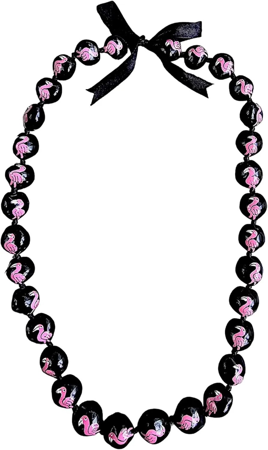BlueRica Hand Painted Kukui Nut Lei Necklace