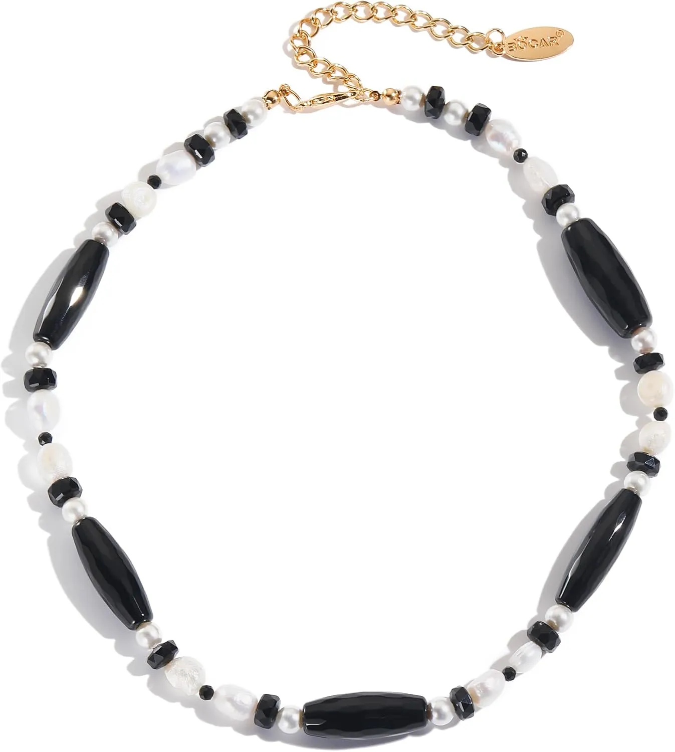 Bocar Beaded Choker Necklace, Handmade Acrylic Glass Imitation Pearl Beads Statement Necklace for Women and Teen Girls