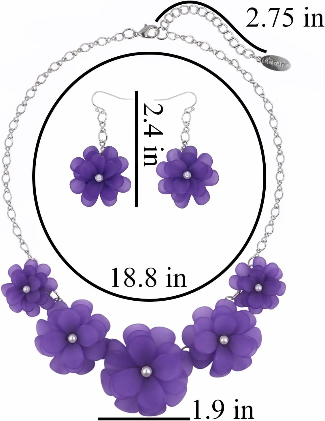 Bocar Flower Collar Necklace, Floral Flower Summer Beach Statement Choker Necklace and Earrings Set for Women, Handmade Women Jewelry Gift