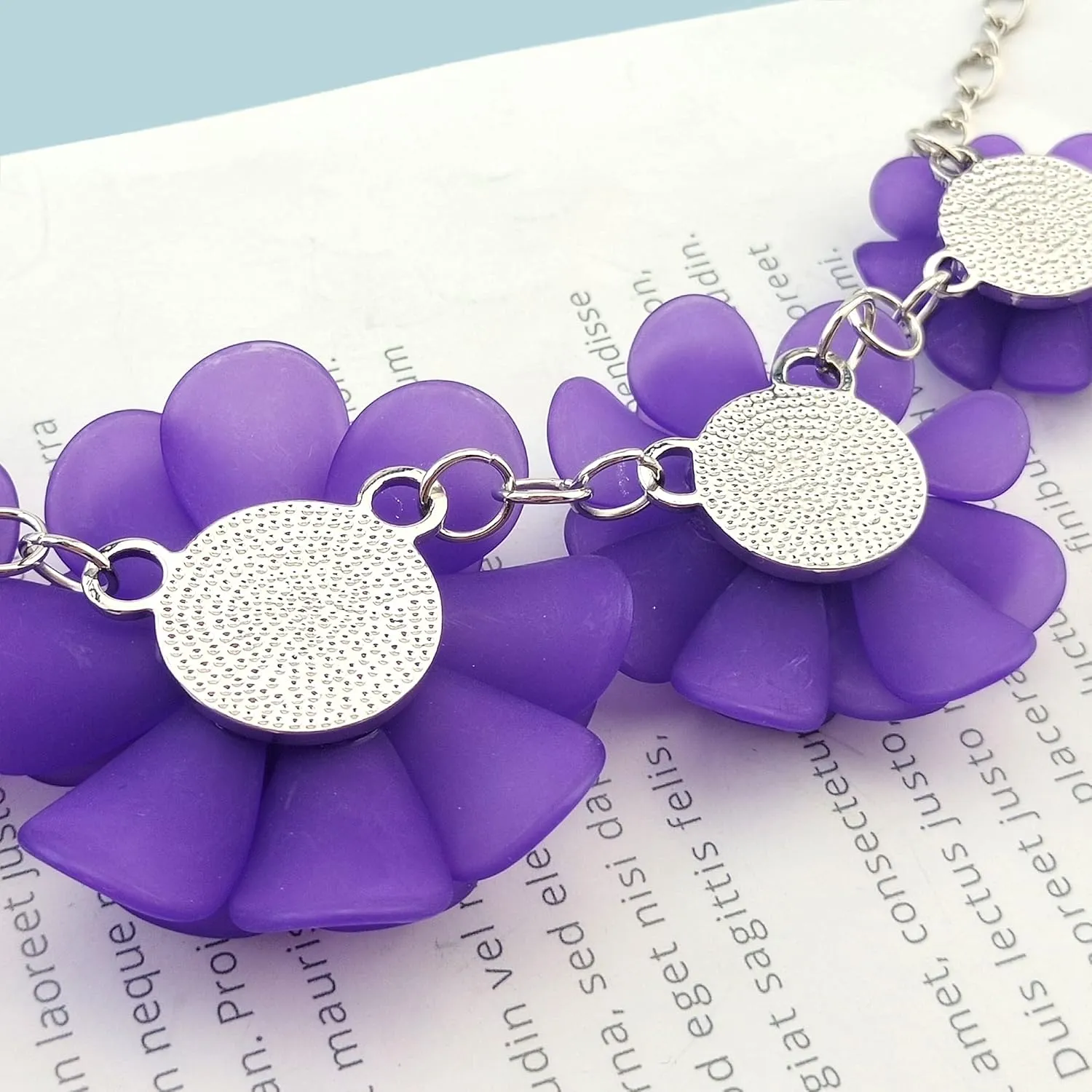 Bocar Flower Collar Necklace, Floral Flower Summer Beach Statement Choker Necklace and Earrings Set for Women, Handmade Women Jewelry Gift