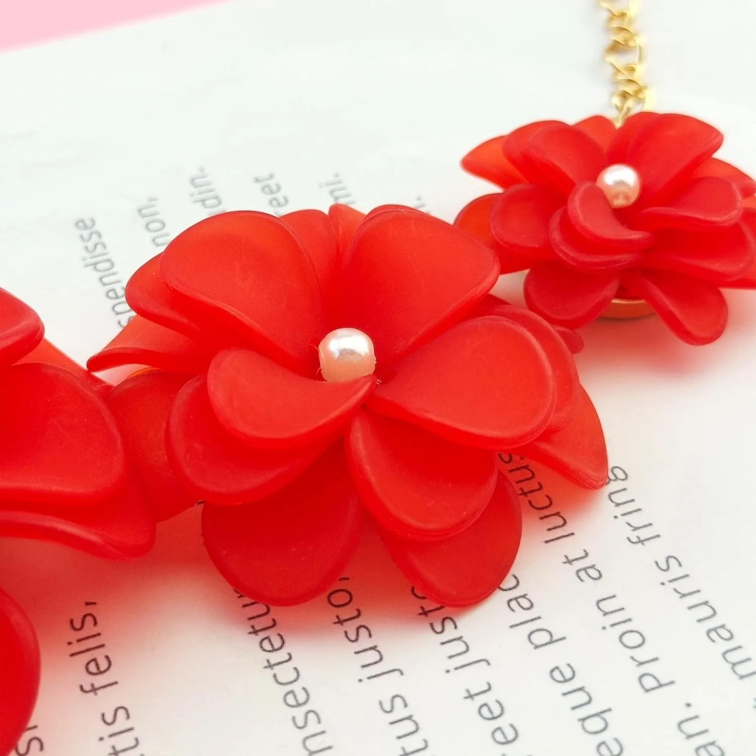 Bocar Flower Collar Necklace, Floral Flower Summer Beach Statement Choker Necklace and Earrings Set for Women, Handmade Women Jewelry Gift