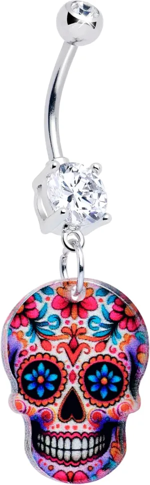 Body Candy Belly Ring Happy Sugar Skull Belly Button Ring Surgical Steel