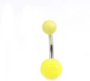 BodyJewelryOnline Belly Button Ring with Acrylic Textured Designed Balls 14ga 3/8 inches 10mm