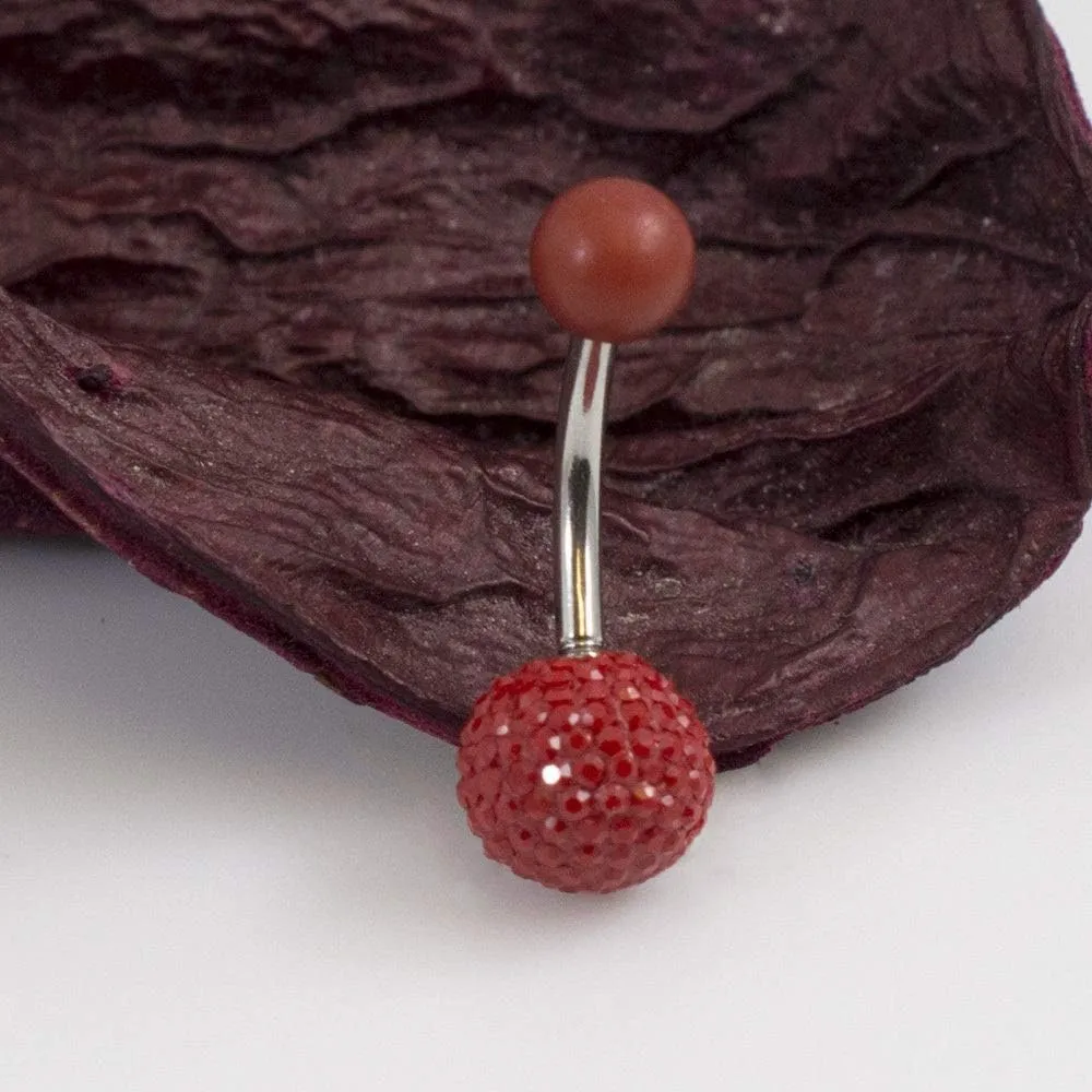 BodyJewelryOnline Belly Button Ring with Acrylic Textured Designed Balls 14ga 3/8 inches 10mm