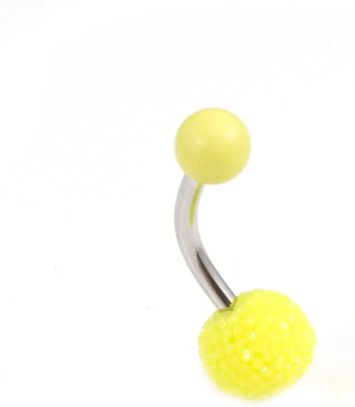 BodyJewelryOnline Belly Button Ring with Acrylic Textured Designed Balls 14ga 3/8 inches 10mm