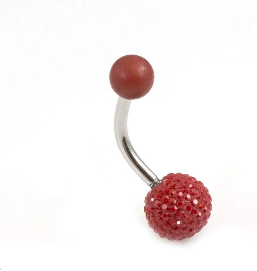 BodyJewelryOnline Belly Button Ring with Acrylic Textured Designed Balls 14ga 3/8 inches 10mm