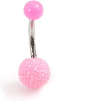 BodyJewelryOnline Belly Button Ring with Acrylic Textured Designed Balls 14ga 3/8 inches 10mm
