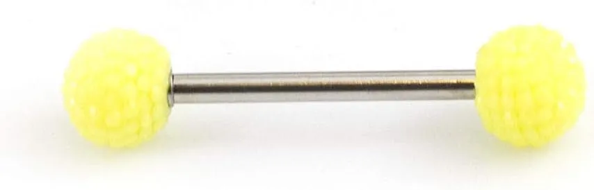 BodyJewelryOnline Tongue Barbell with Acrylic Textured Designed Balls 14ga 5/8 inches -15mm