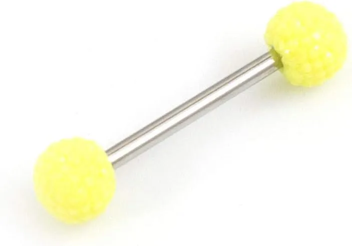 BodyJewelryOnline Tongue Barbell with Acrylic Textured Designed Balls 14ga 5/8 inches -15mm