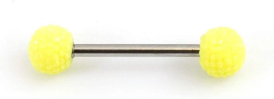 BodyJewelryOnline Tongue Barbell with Acrylic Textured Designed Balls 14ga 5/8 inches -15mm