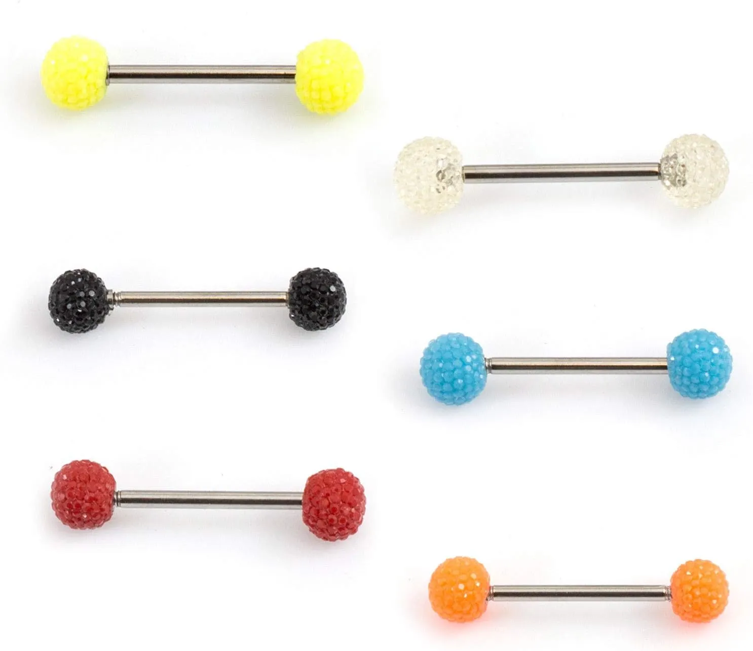 BodyJewelryOnline Tongue Barbell with Acrylic Textured Designed Balls 14ga 5/8 inches -15mm