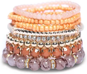 Bohemian Beaded Stretch Bracelet Handmade Colorful Glass Bracelet for Women Mens Multicolor Crystal Beads Bracelet Elastic Bead Beach Anklets Jewelry