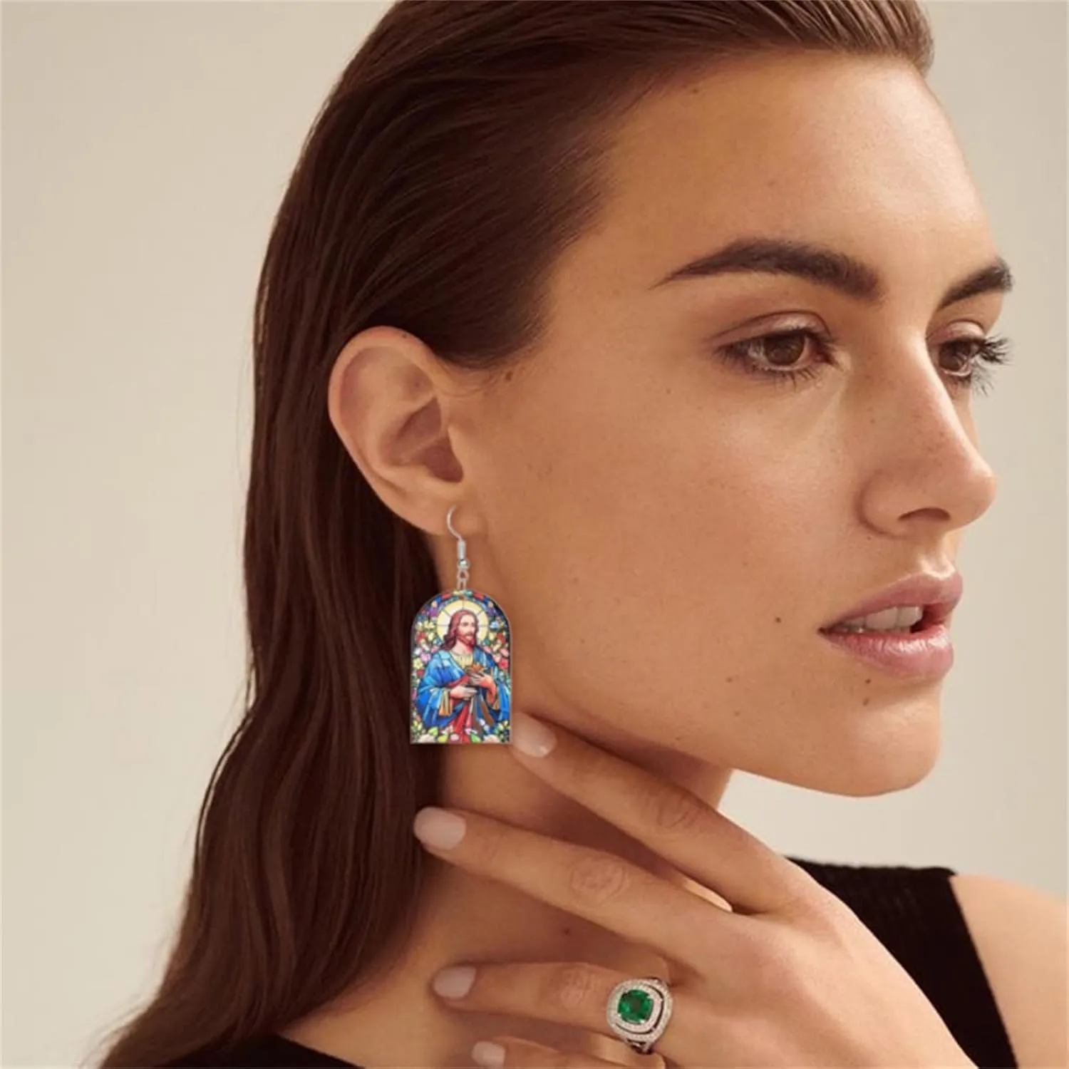 Bohemian Geometric Flower Earrings for Women Acrylic Colorful Cross Easter Dangle Earrings Catholic Christian Religious Christmas Jewelry Gifts