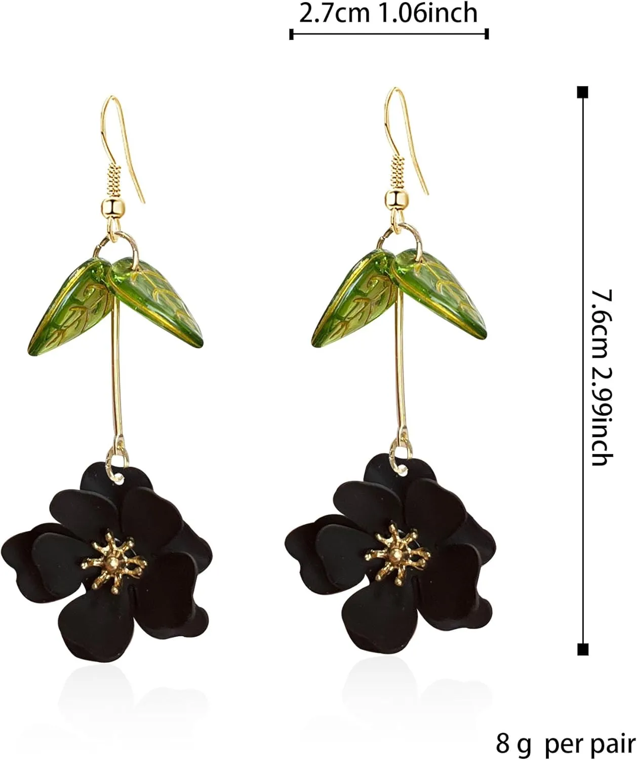 Boho Flower Dangle Earrings Cute Green Leaf Fairy Statement Summer Refreshing Seaside Idyllic Holiday Earrings