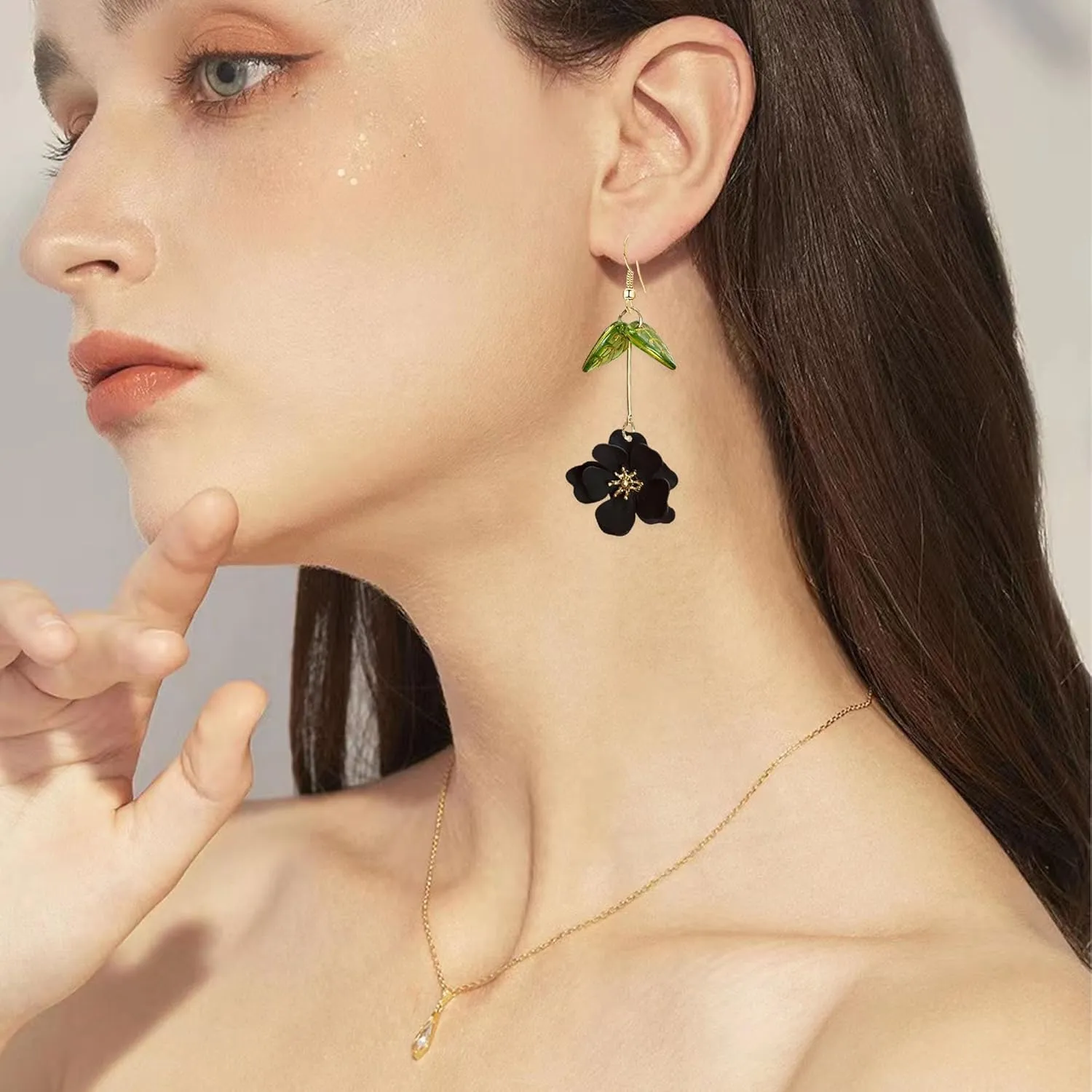 Boho Flower Dangle Earrings Cute Green Leaf Fairy Statement Summer Refreshing Seaside Idyllic Holiday Earrings