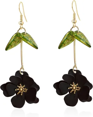 Boho Flower Dangle Earrings Cute Green Leaf Fairy Statement Summer Refreshing Seaside Idyllic Holiday Earrings