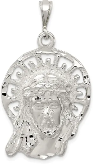 Bonyak Jewelry Sterling Silver Polished & Textured Jesus Head Pendant Beautiful