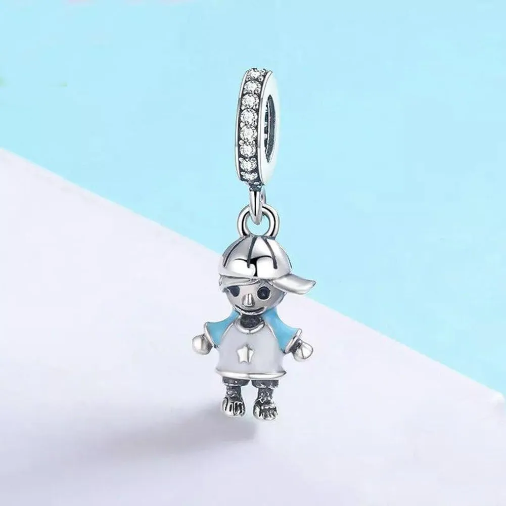 Boy OR Girl Dangle 925 Sterling Silver Charm Beads for Fashion Charms Bracelet & Necklace