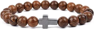 Bracelet Wooden Beads Balance Black Lava Rock Bangles Jewelry 8mm Natural Wood Women Prayer Jewelry Yoga Bracelets,25,21cm-8.3inch