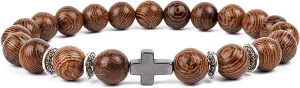 Bracelet Wooden Beads Balance Black Lava Rock Bangles Jewelry 8mm Natural Wood Women Prayer Jewelry Yoga Bracelets,26,23cm-9.1inch