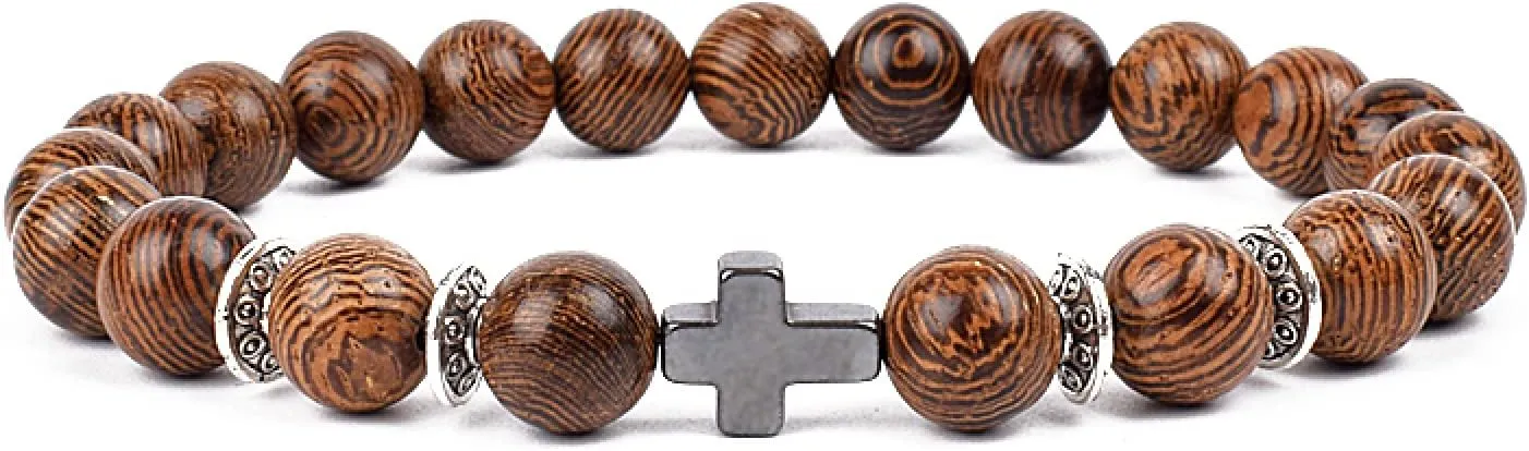 Bracelet Wooden Beads Balance Black Lava Rock Bangles Jewelry 8mm Natural Wood Women Prayer Jewelry Yoga Bracelets,26,23cm-9.1inch