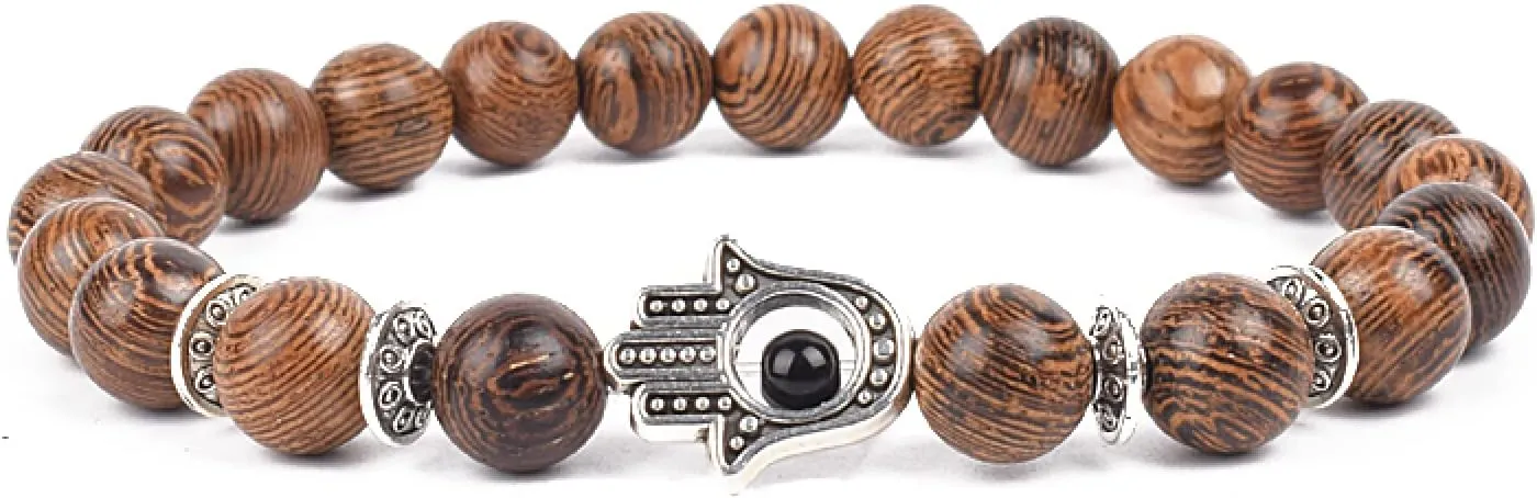 Bracelet Wooden Beads Balance Black Lava Rock Bangles Jewelry 8mm Natural Wood Women Prayer Jewelry Yoga Bracelets,30,17cm-6.7inch