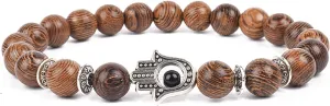 Bracelet Wooden Beads Balance Black Lava Rock Bangles Jewelry 8mm Natural Wood Women Prayer Jewelry Yoga Bracelets,30,17cm-6.7inch