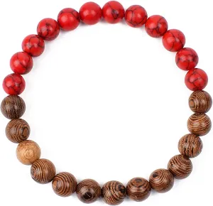 Bracelet Wooden Beads Balance Black Lava Rock Bangles Jewelry 8mm Natural Wood Women Prayer Jewelry Yoga Bracelets,3,23cm-9.1inch