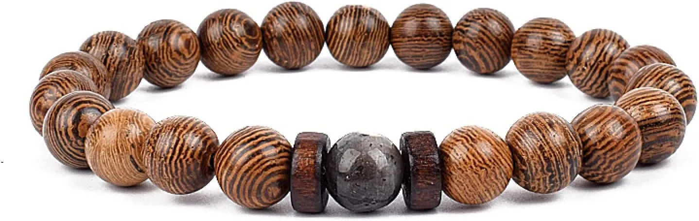 Bracelet Wooden Beads Balance Black Lava Rock Bangles Jewelry 8mm Natural Wood Women Prayer Jewelry Yoga Bracelets,36,21cm-8.3inch