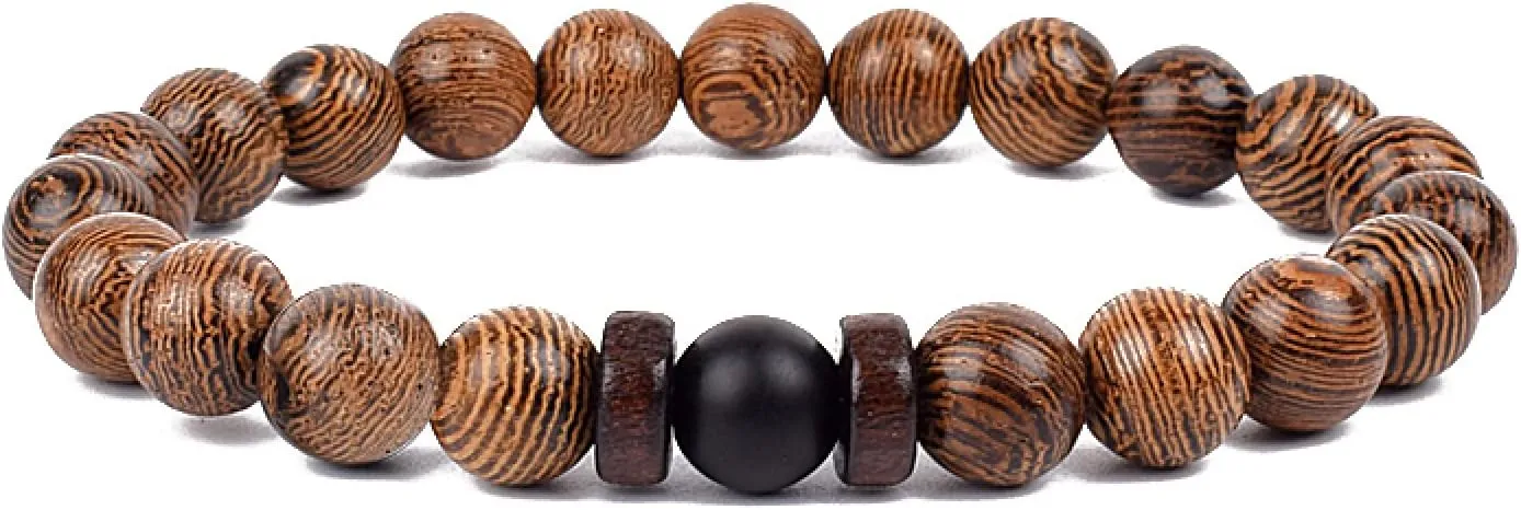 Bracelet Wooden Beads Balance Black Lava Rock Bangles Jewelry 8mm Natural Wood Women Prayer Jewelry Yoga Bracelets,37,21cm-8.3inch