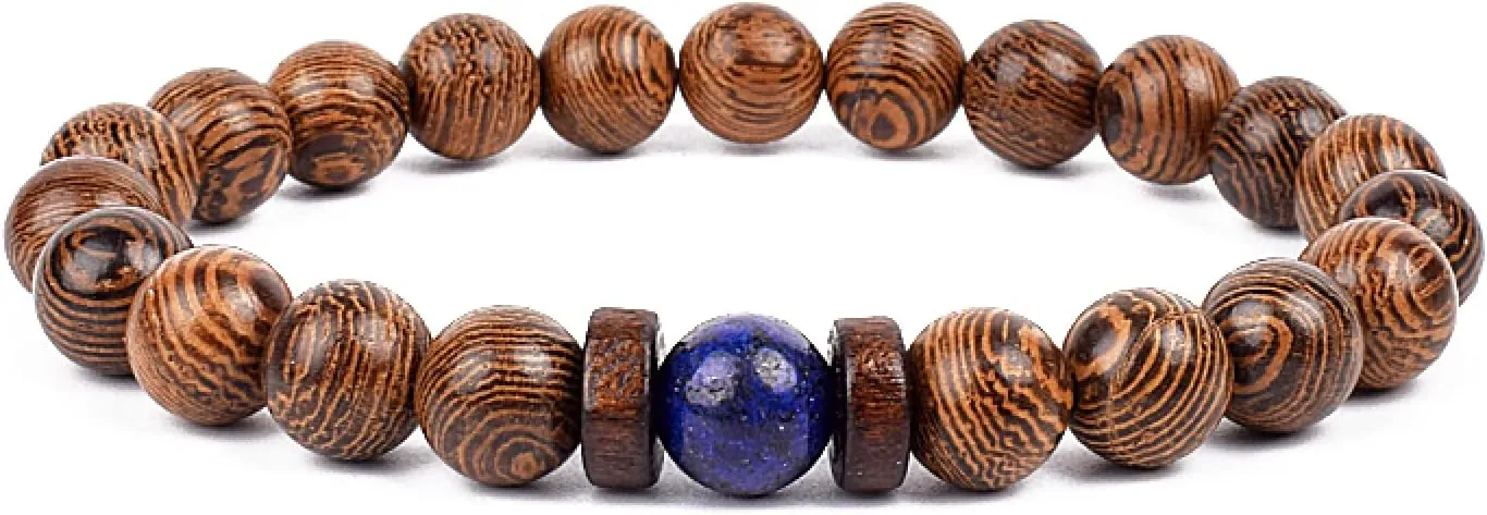 Bracelet Wooden Beads Balance Black Lava Rock Bangles Jewelry 8mm Natural Wood Women Prayer Jewelry Yoga Bracelets,38,17cm-6.7inch